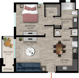 1 bed, 1 bath, 832 sqft, $1,977