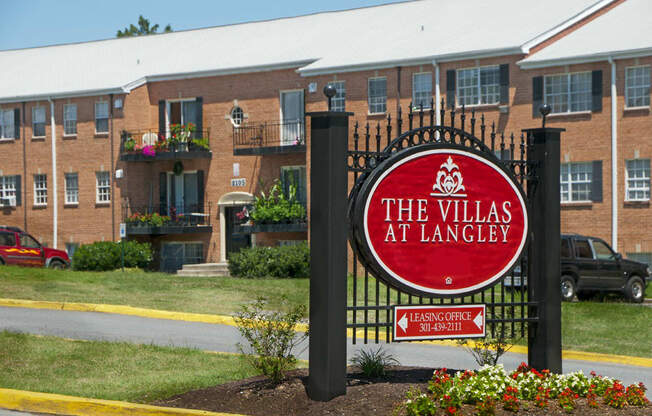 the villas sign in front of a building