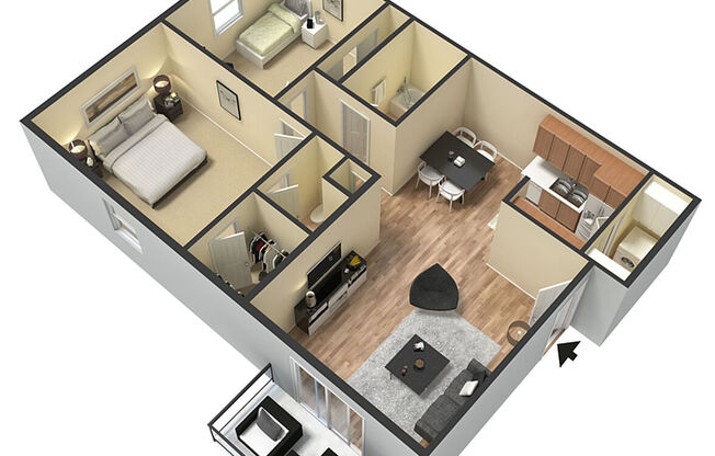 2 beds, 2 baths, 900 sqft, $847