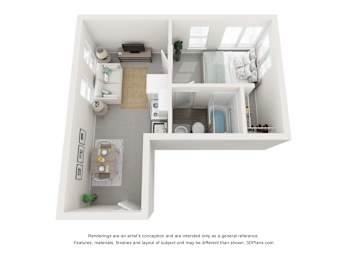 1 bed, 1 bath, 358 sqft, $1,245