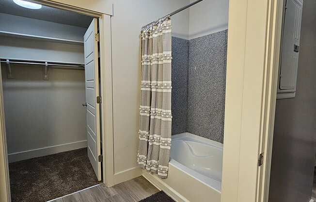 bathroom shower and tub from The Lotus Apartments in Downtown Salt Lake City, Utah