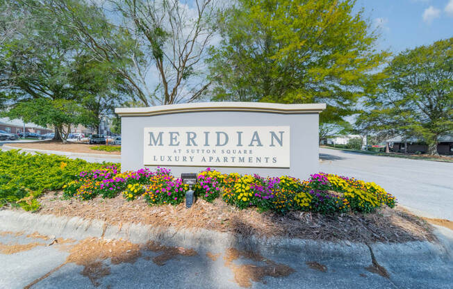 an image of the meridian sign in front of the building