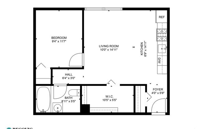 1 bed, 1 bath, 544 sqft, $1,735, Unit 603