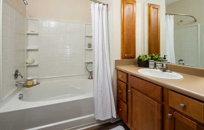 Bathroom With Vanity Lights at Abberly Green Apartment Homes, North Carolina, 28117