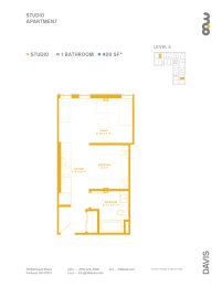 Studio, 1 bath, 400 sqft, $1,275