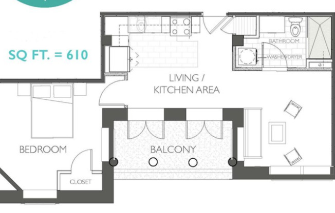 1 bed, 1 bath, 610 sqft, $1,598, Unit 318