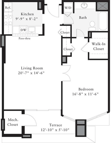 1 bed, 1 bath, 714 sqft, $2,550, Unit 1115