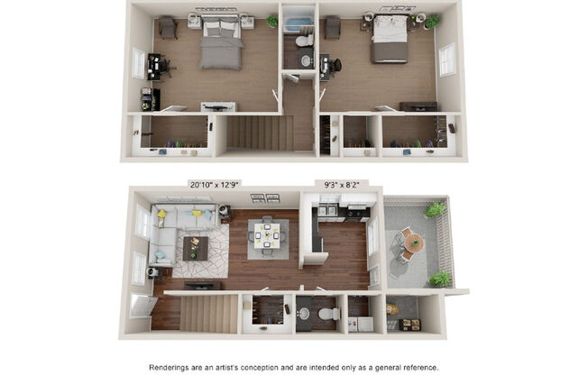 2 beds, 2 baths, 1,300 sqft, $1,635