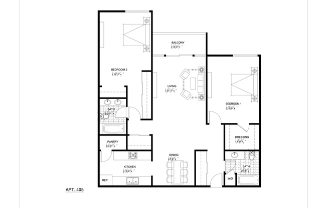 2 beds, 2 baths, 930 sqft, $3,845, Unit 406