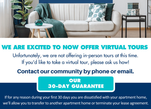 We are Virtually Open Banner at L'Estancia, Sarasota, FL
