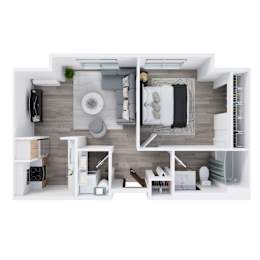 1 bed, 1 bath, 646 sqft, $1,543