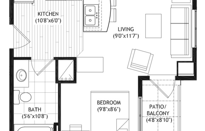 1 bed, 1 bath, 433 sqft, $2,150, Unit 509