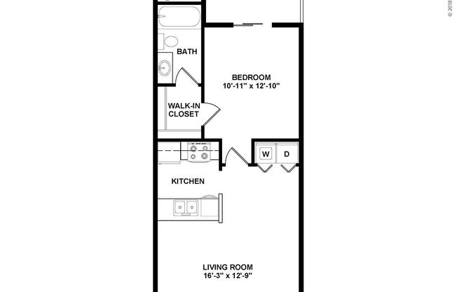1 bed, 1 bath, 590 sqft, $1,249