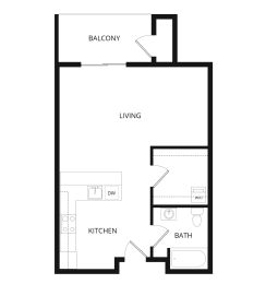 Studio, 1 bath, 550 sqft, $1,345