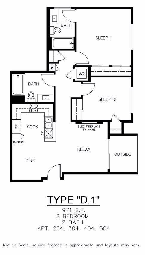 2 beds, 2 baths, 971 sqft, $2,900, Unit 204