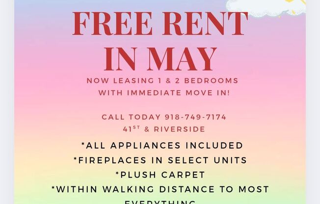 We have units move in ready! Give us a call (918) 749-7174