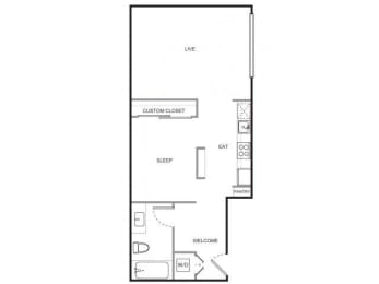 1 bed, 1 bath, 629 sqft, $2,249