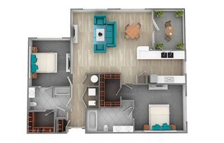 2 beds, 2 baths, 1,050 sqft, $1,541