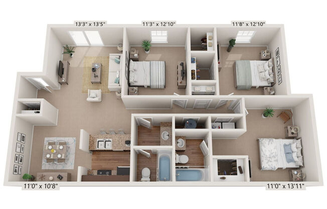 3 beds, 2 baths, 1,137 sqft, $1,425