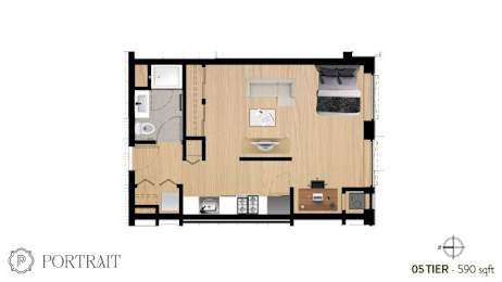 Studio, 1 bath, 593 sqft, $1,865