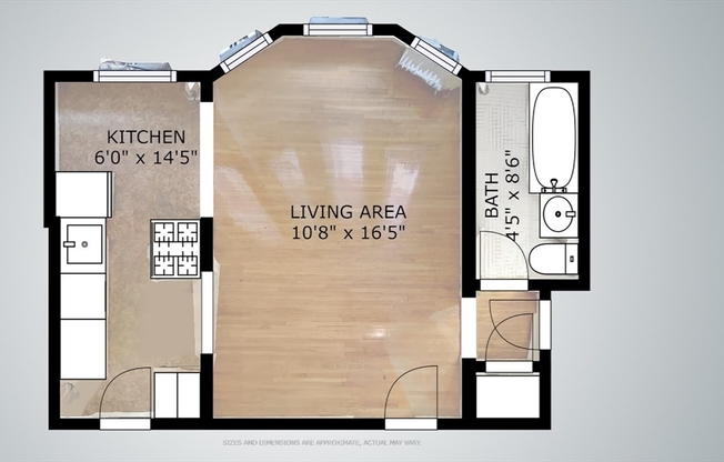 1 bed, 1 bath, 345 sqft, $2,300, Unit 03