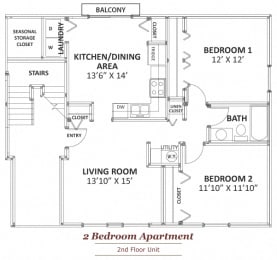 2 beds, 1 bath, 900 sqft, $1,750