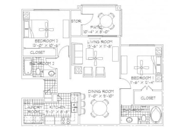 2 beds, 2 baths, 1,016 sqft, $1,358
