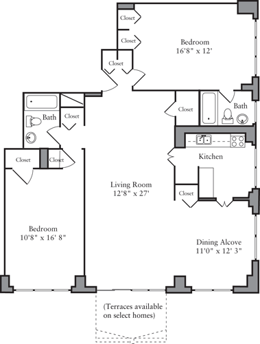2 beds, 2 baths, 1,260 sqft, $8,966, Unit 26B