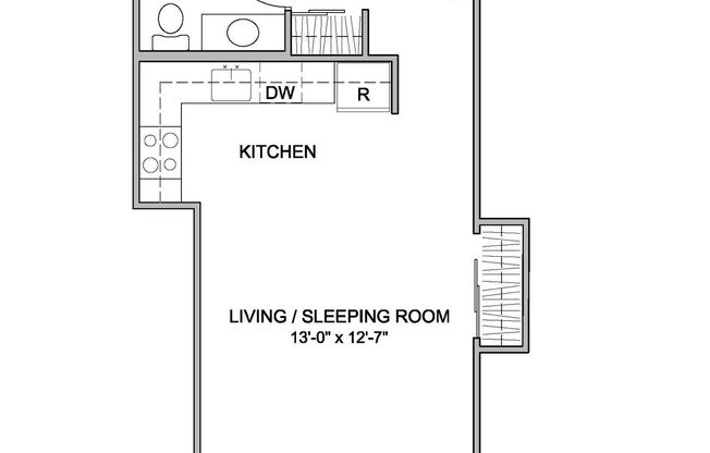 Studio, 1 bath, 403 sqft, $1,375, Unit 6-G (ADA)