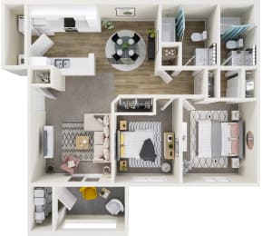 2 beds, 2 baths, 960 sqft, $1,229