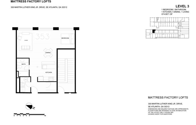 Studio, 1 bath, 490 sqft, $1,545, Unit 353