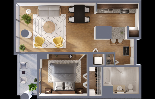 1 bed, 1 bath, 752 sqft, $2,498