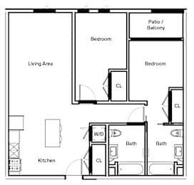2 beds, 2 baths, 907 sqft, $3,299