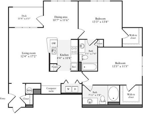 2 beds, 2 baths, 1,217 sqft, $3,735, Unit 1623
