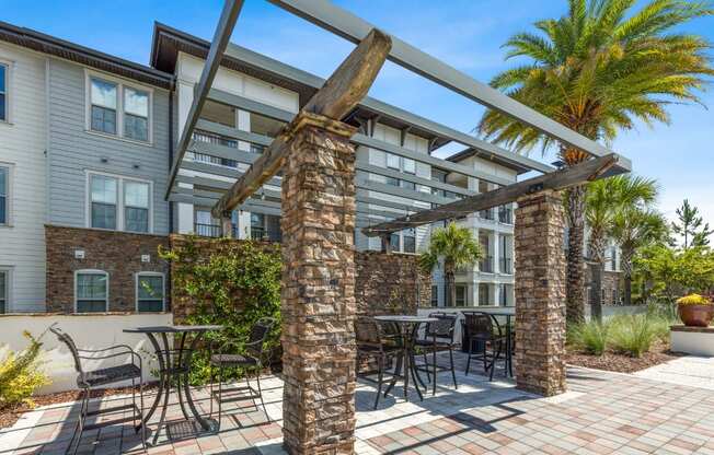 Patio with a Pergola and a Table at The Loree, Jacksonville, FL, 32256