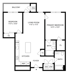 2 beds, 2 baths, 1,092 sqft, $3,255