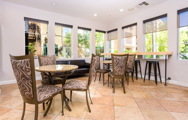 Seating area with tables and chairs