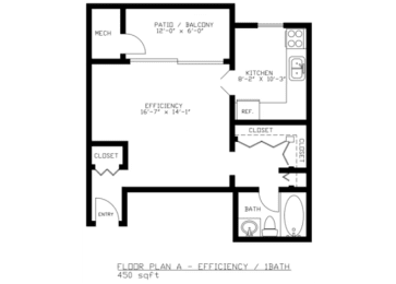 Studio, 1 bath, 450 sqft, $1,318