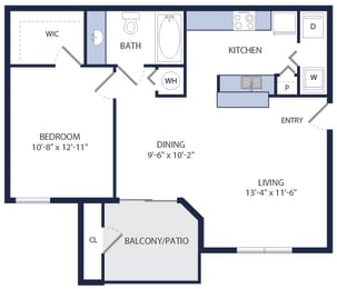 1 bed, 1 bath, 714 sqft, $1,673