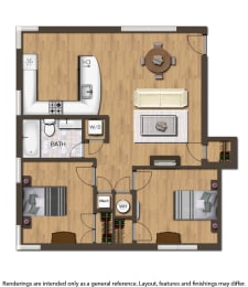 2 beds, 1 bath, 797 sqft, $1,665