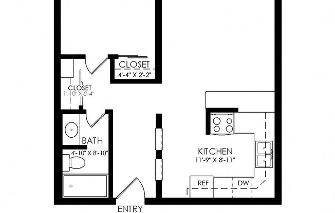 1 bed, 1 bath, 625 sqft, $1,395