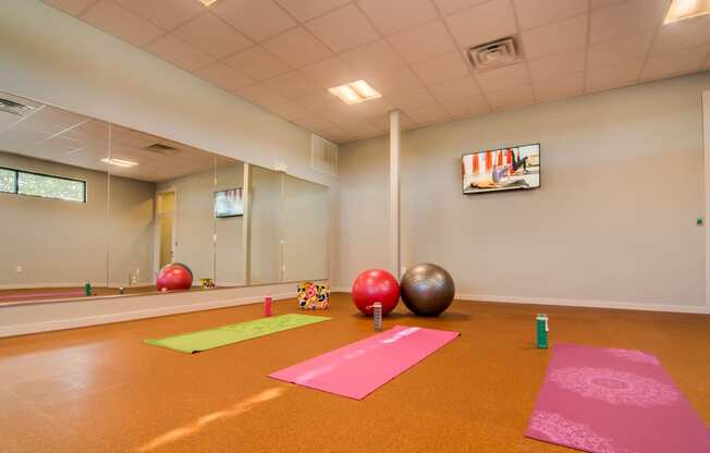 Spin Room with Fitness OnDemand at Aviator at Brooks Apartments, Clear Property Management, Texas