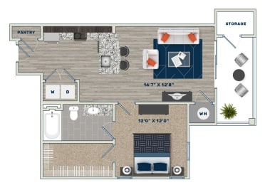 1 bed, 1 bath, 741 sqft, $1,707