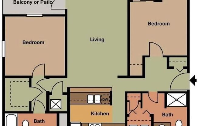 2 beds, 2 baths, 1,080 sqft, $1,189, Unit 83