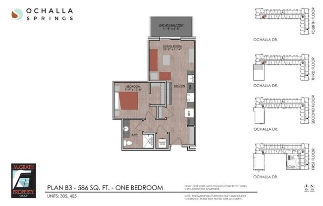 1 bed, 1 bath, 586 sqft, $1,430, Unit 305