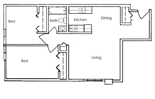 2 beds, 1 bath, 645 sqft, $815, Unit 411-6
