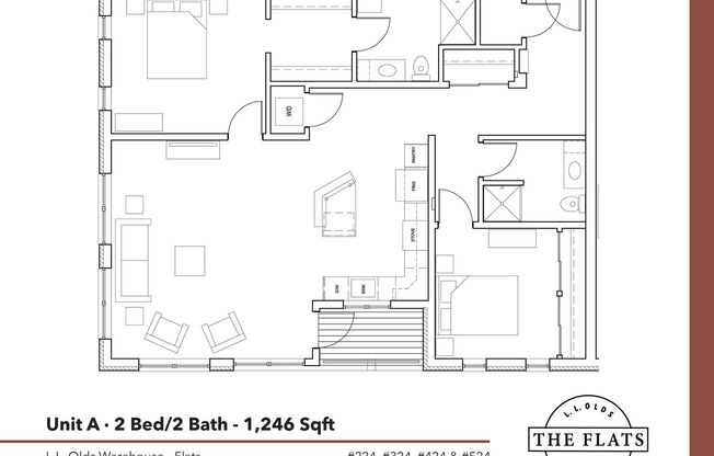 2 beds, 2 baths, 1,246 sqft, $2,850, Unit 324
