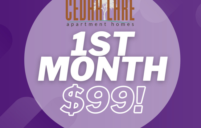 FIRST MONTH OF RENT $99! PET PARK! APPLY ONLINE!