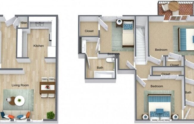 3 beds, 2.5 baths, 1,350 sqft, $1,245, Unit 2031A