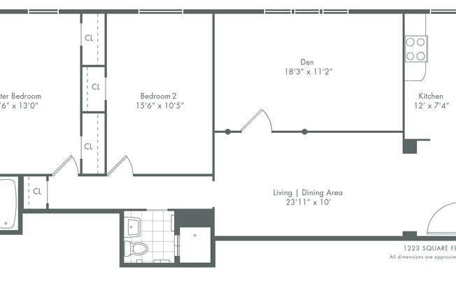 3 beds, 2 baths, 1,211 sqft, $7,796, Unit 1B